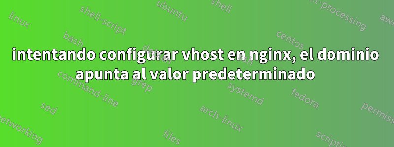 intentando configurar vhost en nginx, el dominio apunta al valor predeterminado