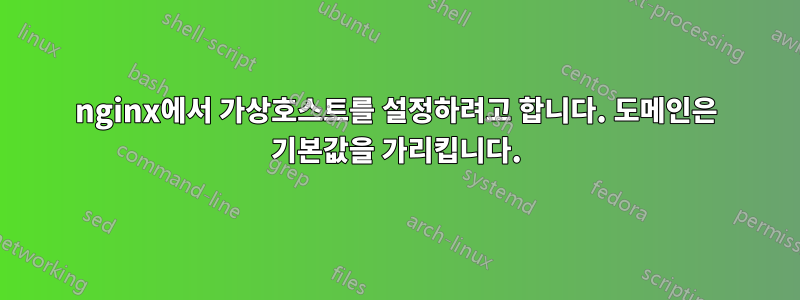 nginx에서 가상호스트를 설정하려고 합니다. 도메인은 기본값을 가리킵니다.