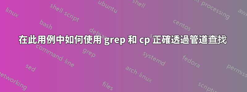 在此用例中如何使用 grep 和 cp 正確透過管道查找