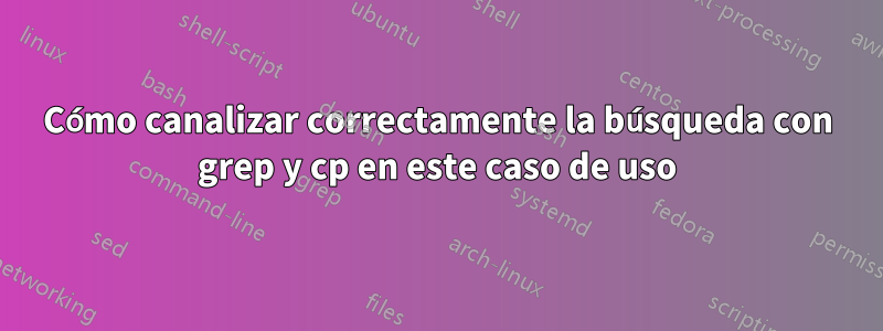 Cómo canalizar correctamente la búsqueda con grep y cp en este caso de uso