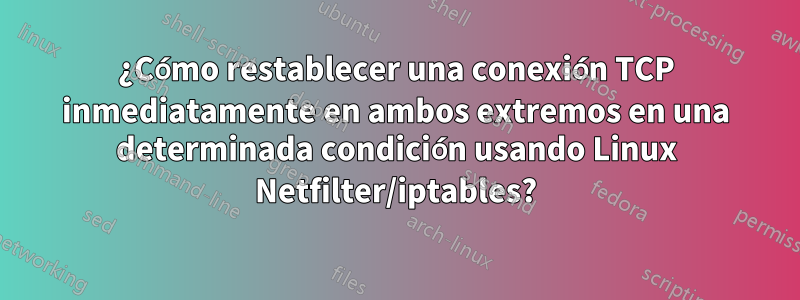 ¿Cómo restablecer una conexión TCP inmediatamente en ambos extremos en una determinada condición usando Linux Netfilter/iptables?