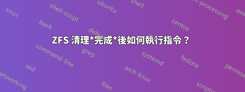 ZFS 清理*完成*後如何執行指令？