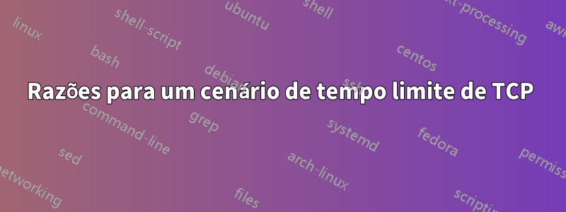 Razões para um cenário de tempo limite de TCP