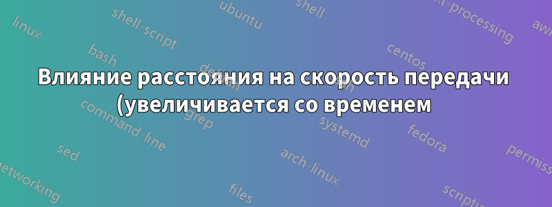 Влияние расстояния на скорость передачи (увеличивается со временем)
