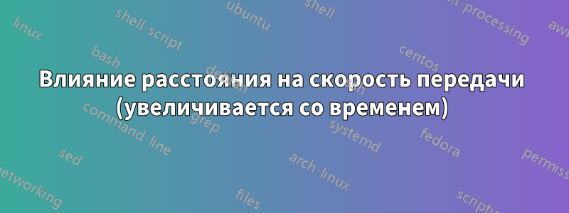 Влияние расстояния на скорость передачи (увеличивается со временем)