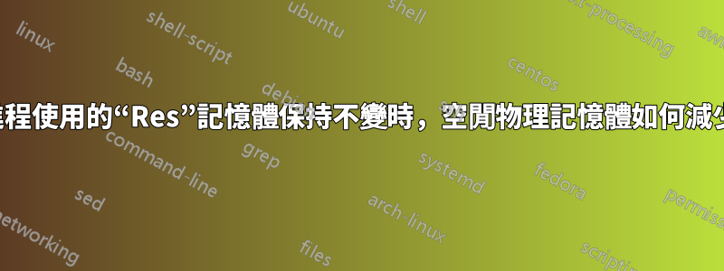 當進程使用的“Res”記憶體保持不變時，空閒物理記憶體如何減少？