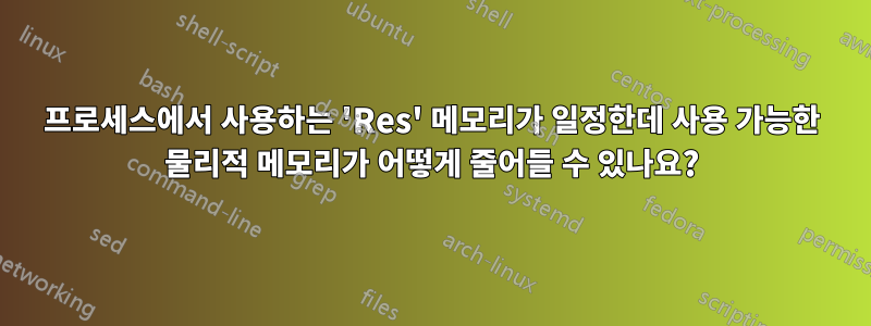 프로세스에서 사용하는 'Res' 메모리가 일정한데 사용 가능한 물리적 메모리가 어떻게 줄어들 수 있나요?