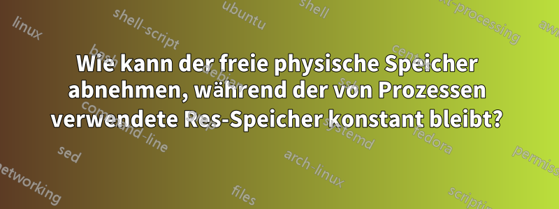 Wie kann der freie physische Speicher abnehmen, während der von Prozessen verwendete Res-Speicher konstant bleibt?