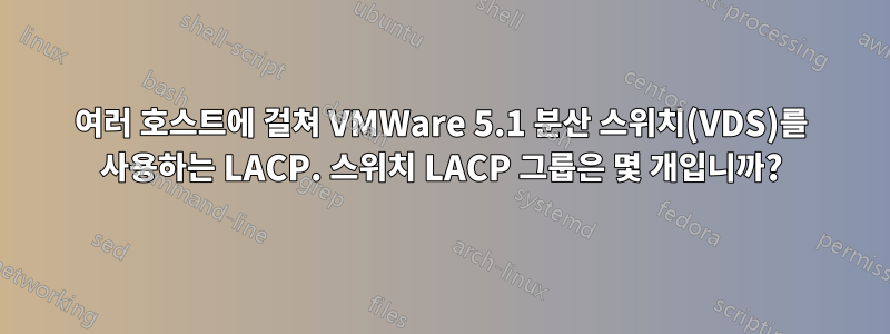 여러 호스트에 걸쳐 VMWare 5.1 분산 스위치(VDS)를 사용하는 LACP. 스위치 LACP 그룹은 몇 개입니까?