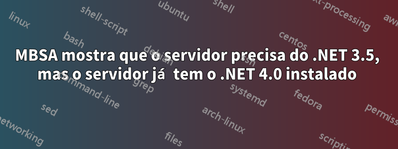 MBSA mostra que o servidor precisa do .NET 3.5, mas o servidor já tem o .NET 4.0 instalado