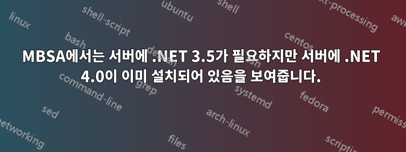 MBSA에서는 서버에 .NET 3.5가 필요하지만 서버에 .NET 4.0이 이미 설치되어 있음을 보여줍니다.