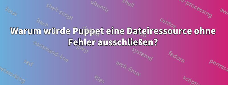 Warum würde Puppet eine Dateiressource ohne Fehler ausschließen?