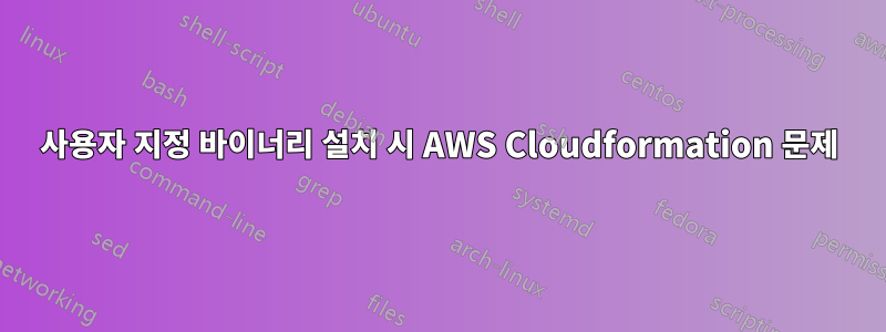사용자 지정 바이너리 설치 시 AWS Cloudformation 문제