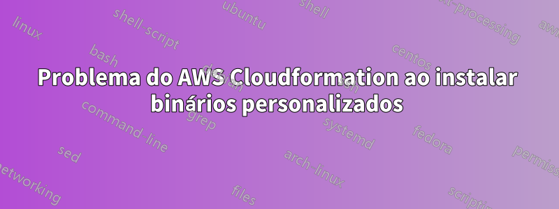 Problema do AWS Cloudformation ao instalar binários personalizados