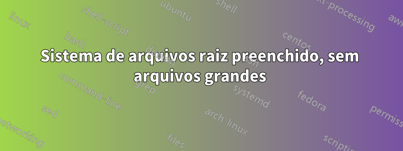 Sistema de arquivos raiz preenchido, sem arquivos grandes