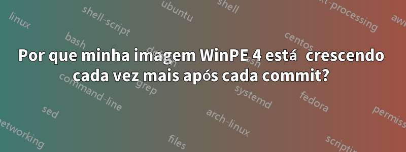 Por que minha imagem WinPE 4 está crescendo cada vez mais após cada commit?