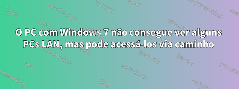 O PC com Windows 7 não consegue ver alguns PCs LAN, mas pode acessá-los via caminho