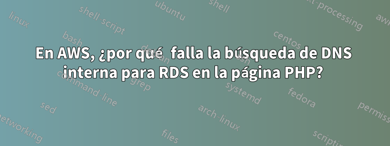 En AWS, ¿por qué falla la búsqueda de DNS interna para RDS en la página PHP?