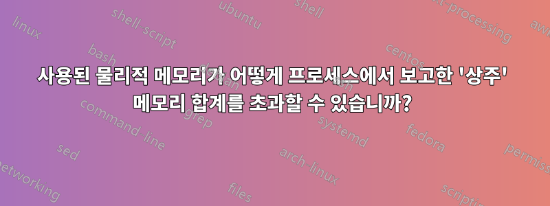 사용된 물리적 메모리가 어떻게 프로세스에서 보고한 '상주' 메모리 합계를 초과할 수 있습니까?