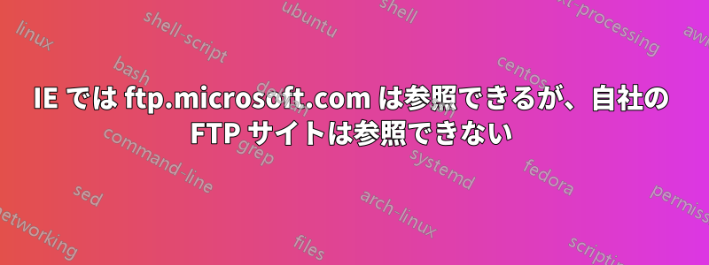 IE では ftp.microsoft.com は参照できるが、自社の FTP サイトは参照できない