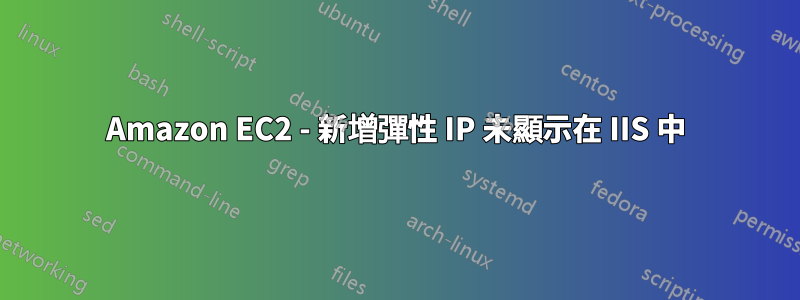 Amazon EC2 - 新增彈性 IP 未顯示在 IIS 中