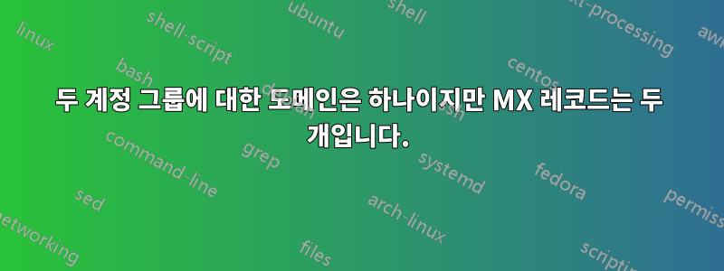 두 계정 그룹에 대한 도메인은 하나이지만 MX 레코드는 두 개입니다.