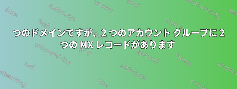 1 つのドメインですが、2 つのアカウント グループに 2 つの MX レコードがあります