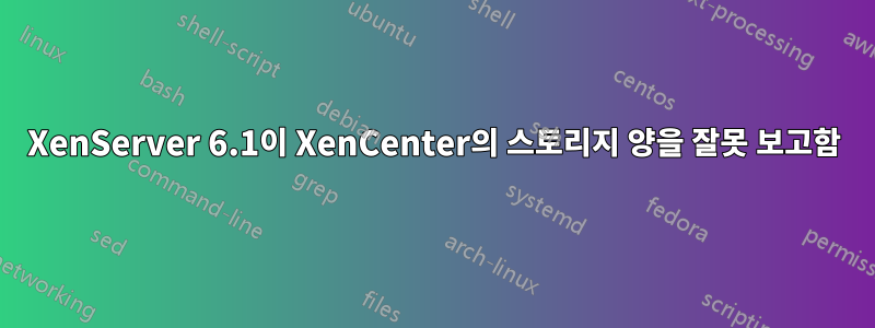 XenServer 6.1이 XenCenter의 스토리지 양을 잘못 보고함