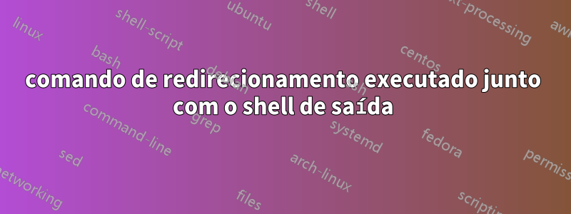 comando de redirecionamento executado junto com o shell de saída