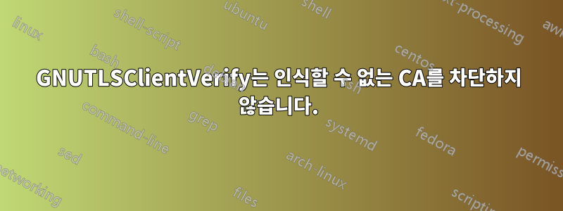 GNUTLSClientVerify는 인식할 수 없는 CA를 차단하지 않습니다.