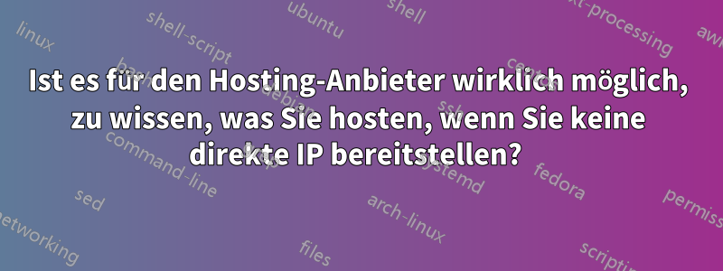 Ist es für den Hosting-Anbieter wirklich möglich, zu wissen, was Sie hosten, wenn Sie keine direkte IP bereitstellen? 