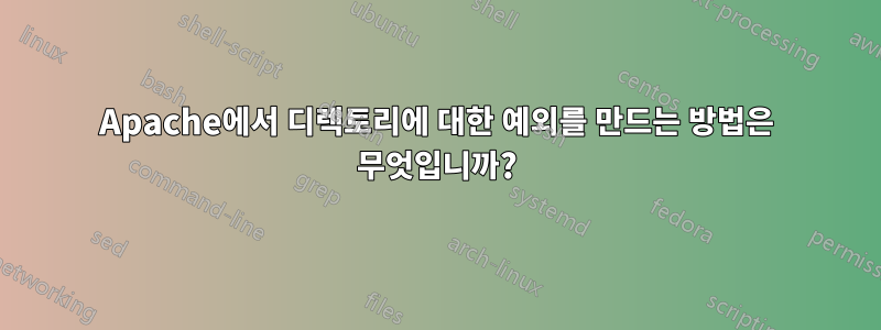 Apache에서 디렉토리에 대한 예외를 만드는 방법은 무엇입니까?