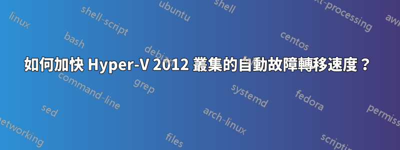 如何加快 Hyper-V 2012 叢集的自動故障轉移速度？