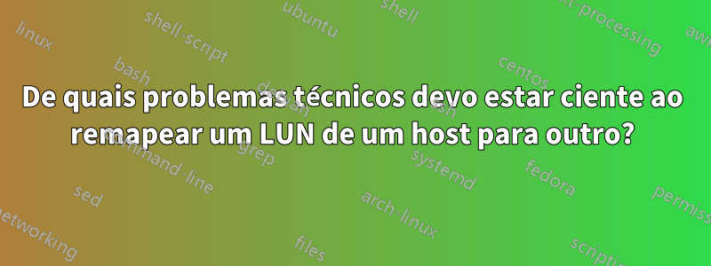 De quais problemas técnicos devo estar ciente ao remapear um LUN de um host para outro?