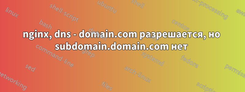 nginx, dns - domain.com разрешается, но subdomain.domain.com нет