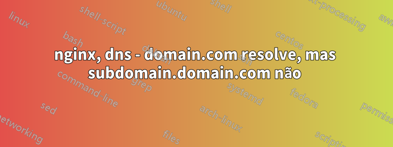 nginx, dns - domain.com resolve, mas subdomain.domain.com não