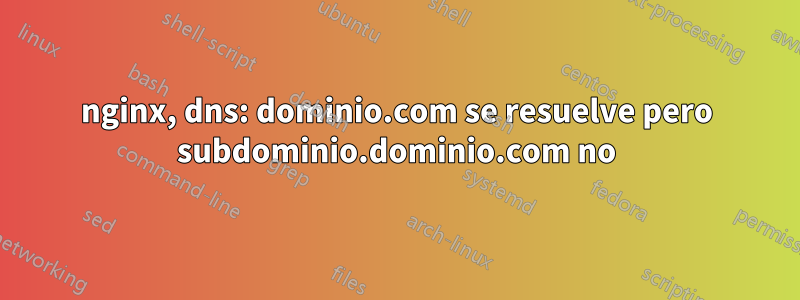 nginx, dns: dominio.com se resuelve pero subdominio.dominio.com no