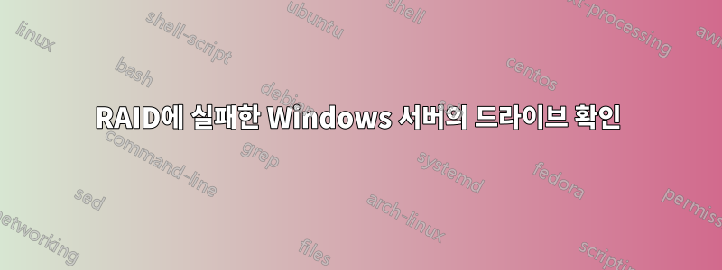 RAID에 실패한 Windows 서버의 드라이브 확인