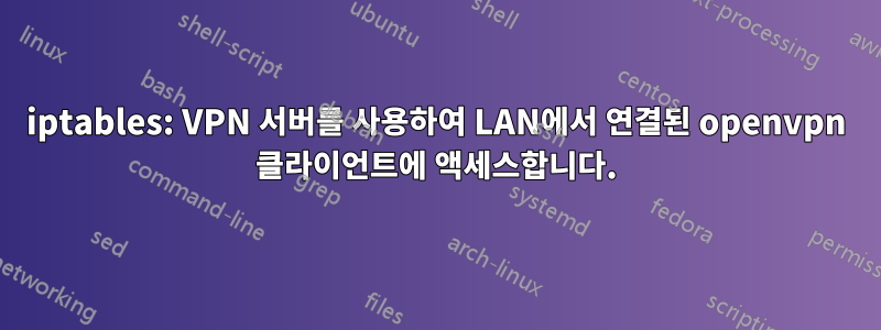 iptables: VPN 서버를 사용하여 LAN에서 연결된 openvpn 클라이언트에 액세스합니다.