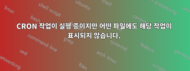 CRON 작업이 실행 중이지만 어떤 파일에도 해당 작업이 표시되지 않습니다.