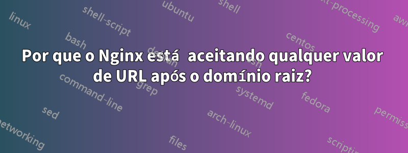 Por que o Nginx está aceitando qualquer valor de URL após o domínio raiz?