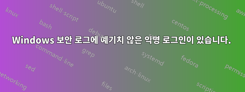 Windows 보안 로그에 예기치 않은 익명 로그인이 있습니다.