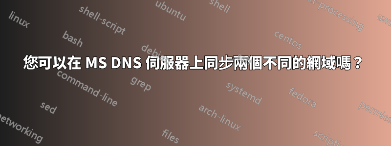 您可以在 MS DNS 伺服器上同步兩個不同的網域嗎？