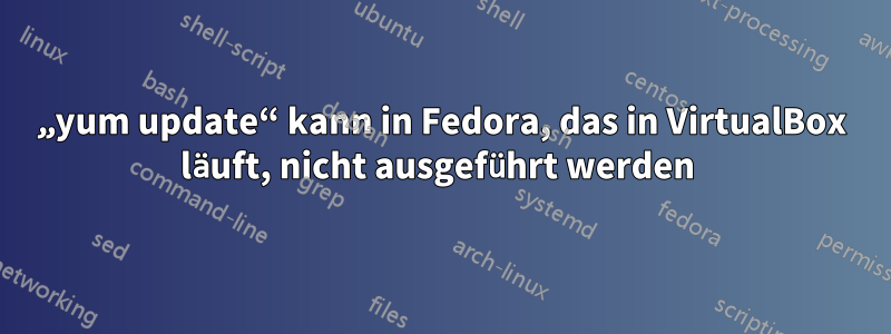 „yum update“ kann in Fedora, das in VirtualBox läuft, nicht ausgeführt werden 