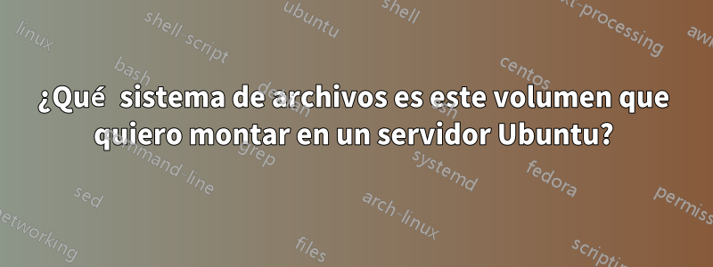 ¿Qué sistema de archivos es este volumen que quiero montar en un servidor Ubuntu?