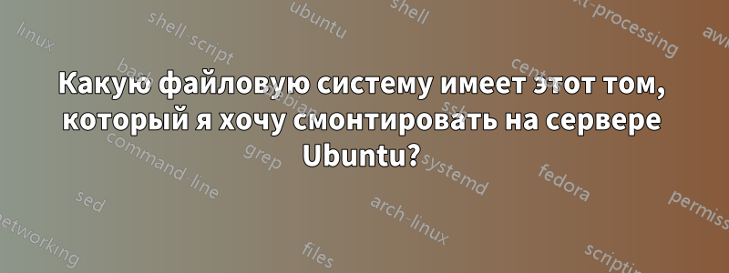 Какую файловую систему имеет этот том, который я хочу смонтировать на сервере Ubuntu?