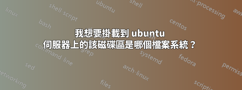 我想要掛載到 ubuntu 伺服器上的該磁碟區是哪個檔案系統？