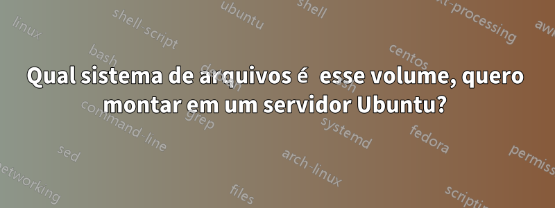 Qual sistema de arquivos é esse volume, quero montar em um servidor Ubuntu?