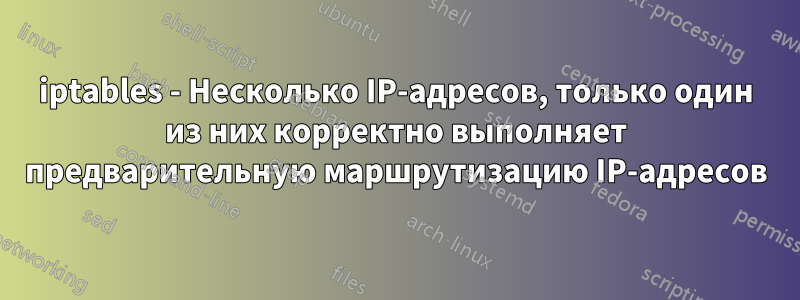 iptables - Несколько IP-адресов, только один из них корректно выполняет предварительную маршрутизацию IP-адресов