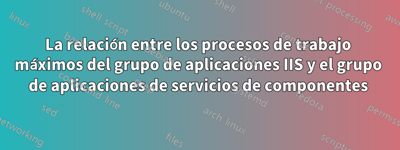 La relación entre los procesos de trabajo máximos del grupo de aplicaciones IIS y el grupo de aplicaciones de servicios de componentes